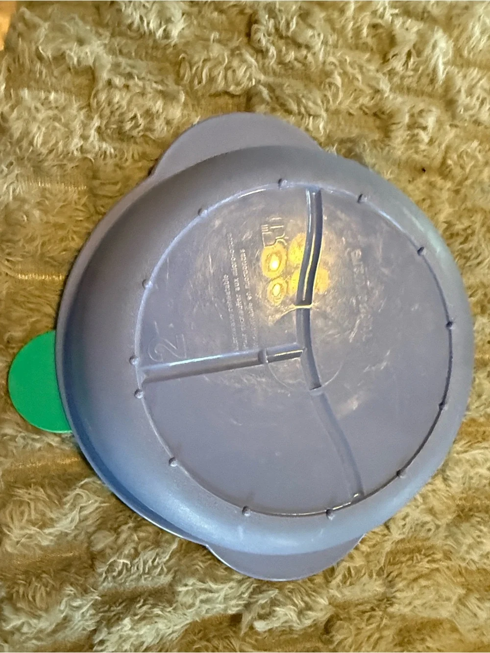 Vintage Tupperware Divided Snack Plate with Lid in Teal, Purple & Yellow